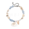 Ocean Natural Clam Shell Charm Anklets AJEW-AN00839-01-3