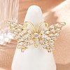 Butterfly Brass Micro Pave Colorful Cubic Zirconia Finger Rings for Women RJEW-G343-30G-02-2