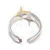 Brass Star Open Cuff Ring for Women RJEW-C102-19GP-3