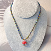 Autumn Handmade Lampwork Mushroom Pendant Braided Cotton Cord Necklaces for Women WGEED32-03-1