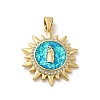 Rack Plating Brass Micro Pave Cubic Zirconia with Synthetic Opal Pendants KK-D088-27G-2