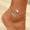 Alloy Infinity Heart Initial Charm Double Layer Anklets for Women FS-WG74AE6-23-2