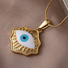 316 Surgical Stainless Steel Enamel Evil Eye Pendant Necklaces for Women AR3641-2