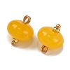 Natural White Jade Dyed Saucer Charms with Rack Plating Golden Tone Brass Bails KK-B103-17B-01-2