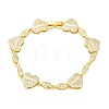 Heart & Horse Eye Brass Micro Pave Clear Cubic Zirconia Link Bracelets for Women BJEW-G740-03G-4