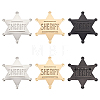 6Pcs 3 Colors Iron Star with Word Sheriff Brooch Pin for Costume Accessories JEWB-FG0001-15-1