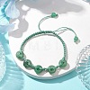 Natural Green Aventurine Rondelle Braided Bead Bracelets BJEW-TA00492-04-2