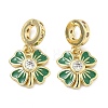 Saint Patrick's Day Brass Pave Clear Cubic Zirconia European Dangle Charms KK-F933-01G-1