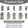100Pcs 10 Styles Tibetan Style Alloy Beads FIND-YW0012-31-2