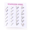 Tarnish Resistant 304 Stainless Steel Greek Alphabet Stud Earrings STAS-D007-07P-04-3