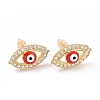 Enamel Horse Eye Stud Earrings with Clear Cubic Zirconia KK-E033-03G-2