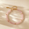Handmade Natural Rose Quartz Rondelle Beaded Bracelets with 304 Stainless Steel End Chains XL9343-5-1