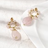 Natural Rose Quartz Dangle Stud Earrings EJEW-G454-01G-05-2
