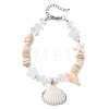 Natural Spiral Shell and Shell Pearl Beads Charm Bracelets for Women BJEW-TA00706-2