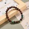 Round Natural Wood Beads Stretch Bracelets BJEW-JB05554-02-4