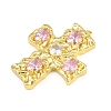 Brass Micro Pave Pink Cubic Zirconia Pendants CU-CBAD306-06G-2