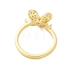 Flower Brass Micro Pave Cubic Zirconia Cuff Ring Components KK-K297-23G-3