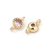 Brass Cubic Zirconia Flat Round Connector Charms KK-H204-02KCG-06-2