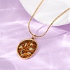 Brass Enamel Pendant 304 Stainless Steel Round Snake Chain Necklaces for Women KK-CBA3D94-01B-G-1