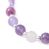 Natural White Moonstone & Malaysia Jade & Striped Agate & Amethyst Round Beads Braided Bead Bracelets for Women BJEW-JB12917-02-3