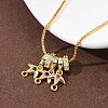 Brass Pave Colorful Cubic Zirconia Pendant Box Chain Adjustable Slider Necklaces NJEW-D348-03A-G-3