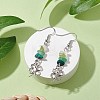 Natural Mixed Stone Clover Dangle Earrings EJEW-JE06148-2