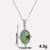 304 Stainless Steel Pave Natural Paua Shell Geometric Oval Pendant Necklaces AX5214-1-1