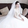 Long Mesh Tulle Bridal Veils with Combs HULI-PW0002-023B-02-1