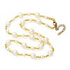 304 Stainless Steel & ABS Plastic Imitation Pearl Round Beded Necklaces for Women NJEW-S442-11G-4