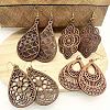 4 Pairs Wood Dangle Earrings FS-WGCC0C4-01-1