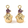 Brass Micro Pave Cubic Zirconia Pendants KK-C155-16G-03-1