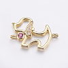 Brass Micro Pave Cubic Zirconia Puppy Links Connectors ZIRC-G125-02A-G-1