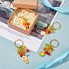 1 Set Flower/Bee/Orange Juice Alloy Enamel Pendant Keychain KEYC-FH0001-38A-5