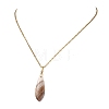 Natural Amethyst Lace Agate Teardrop Pendant 304 Stainless Steel Cable Chain Necklaces NJEW-JN06322-01-4