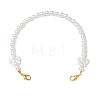 ABS Plastic Imitation Pearl Round & Bowknot White Beaded Purse Chains HJEW-BA00140-2