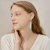 8 Pairs 8 Colors Round Spray Printed Alloy Dangle Earrings EJEW-HS0001-42-5