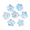 Transparent Spray Painted Frosted Glass Beads GLAA-NH0003-01H-1