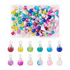 Kissitty 120Pcs 12 Colors Spray Painted Crackle Glass Pendants FIND-KS0001-28-29