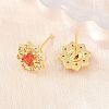 Brass Micro Pave Cubic Zirconia Stud Earrings for Women KK-A305-03G-05-2