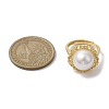 Flower Natural Pearl Adjustable Rings RJEW-P113-03G-2