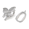 Butterfly Brass Micro Pave Clear Cubic Zirconia Fold Over Clasps KK-Z143-22P-2