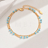 Fashionable Real 18K Gold Plated Brass Glass Double Layers Anklets for Women's Beachwear HR3444-3-1