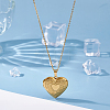 2Pcs 316 Surgical Stainless Steel Heart Photo Locket Pendant Cable Chain Necklaces for Women NJEW-DC0001-15G-4