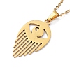 201 Stainless Steel Eye Pendant Necklace with Cable Chains NJEW-Q317-01G-3