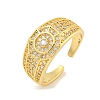 Rack Plating Octagon Brass Micro Pave Cubic Zirconia Cuff Finger Rings for Women RJEW-C103-06G-1