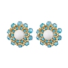 3 Pairs Flower Glass Seed Beaded with Natural Mashan Jade Stud Earrings for Women EJEW-MZ00208-4