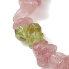 Natural Peridot & Natural Strawberry Quartz Chip Beaded Stretch Bracelets for Women BJEW-JB13278-3