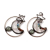 Natural Green Aventurine & Quartz Crystal Brass Star Moon Big Pendants G-H316-01R-02-1