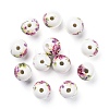 Floral Printed Porcelain Beads X-CFF042Y-2