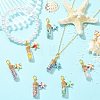 7Pcs 7 Colors Glass Wishing Bottle & Gemstone Chip & Synthetic Turquoise Starfish Pendant Decorations HJEW-FS00112-5